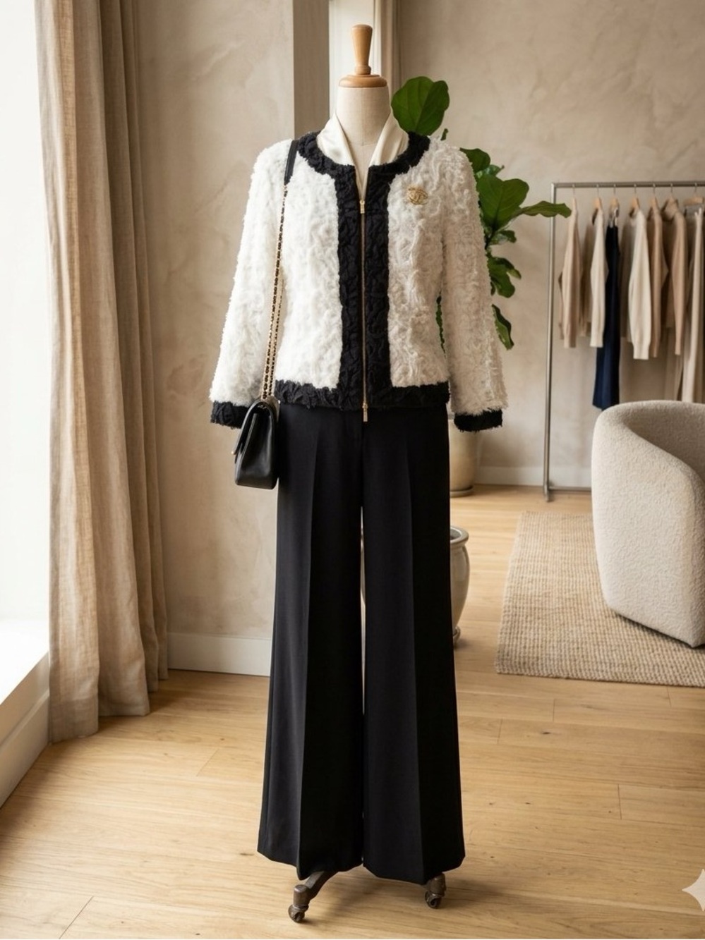 Roberto Cavalli Class Cavalli White Black Embellished Collarless Jacket